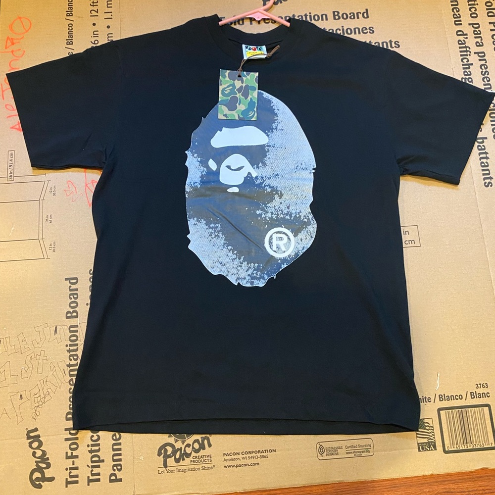 Bape Black Tee with Blue Graphic